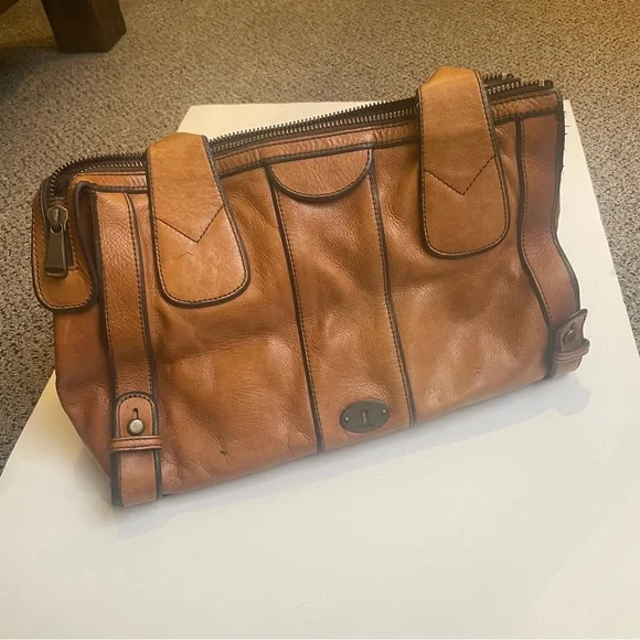 Fossil Brown Leather Handbag Purse - Picture 2 of 4